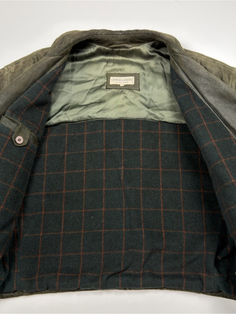 Vintage Giorgio Armani Suede Moto Leather Full Zip Bomber Jacket Mens 38 Medium - Picture 7 of 15